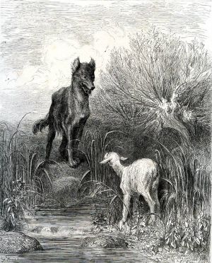  Le loup et l´agneau gravure de Gustave Doré 1868 (Fables de La Fontaine)